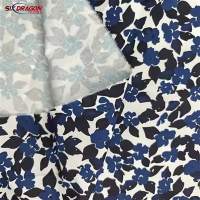 Navy Blue Blue Floral Cotó Resistent a la llàgrima per a la roba